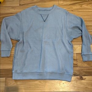 Aerie Blue Crew Neck Sweater with Ribbed Cuffs Small